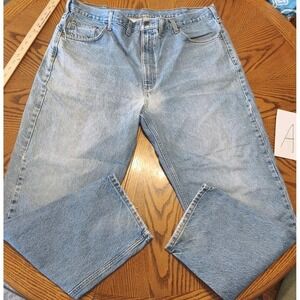 90s Carhartt‎ Men's Relaxed Fit Denim Jeans 44x32 Big and Tall Leather Patch